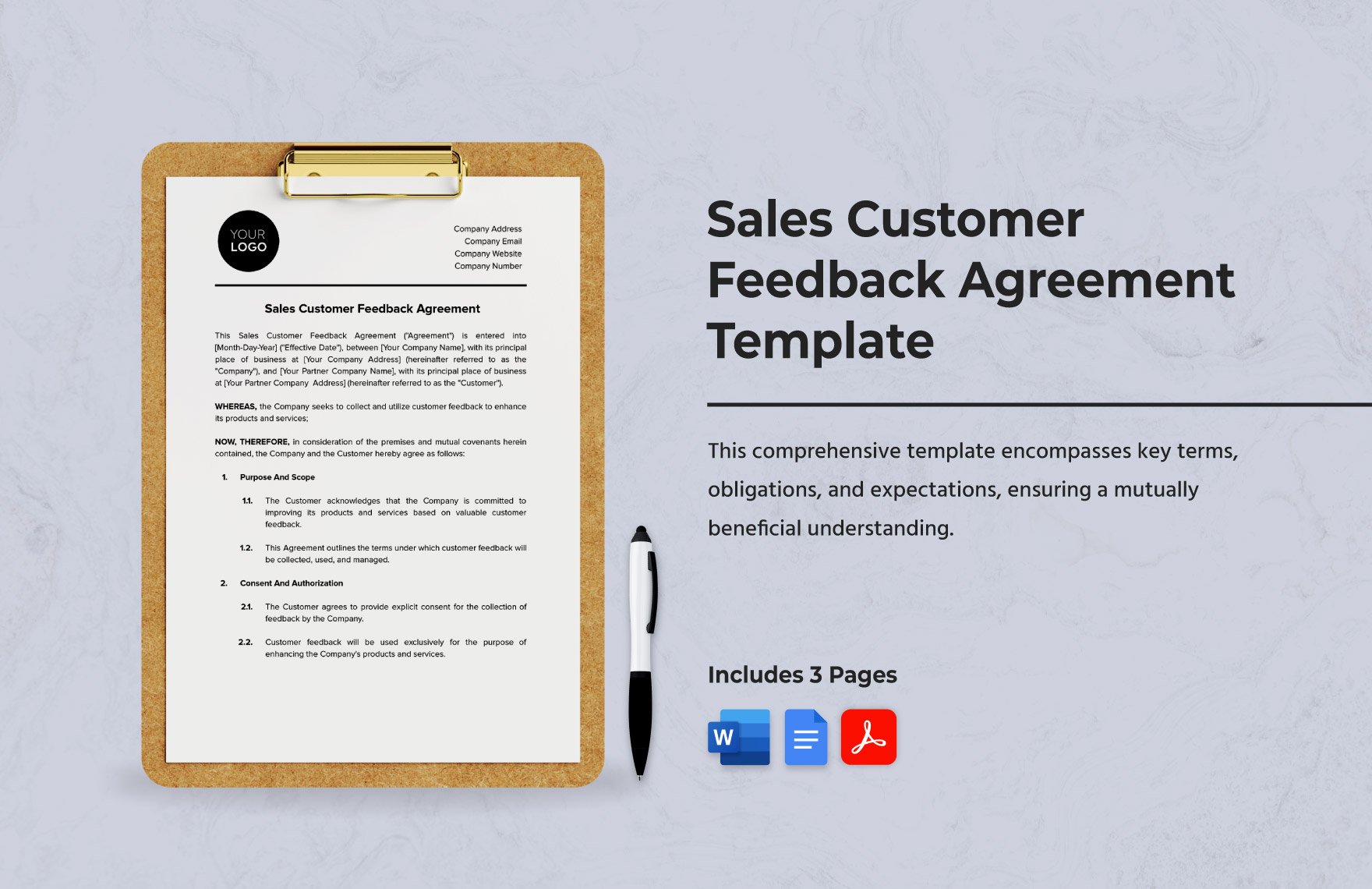 Sales Customer Feedback Agreement Template