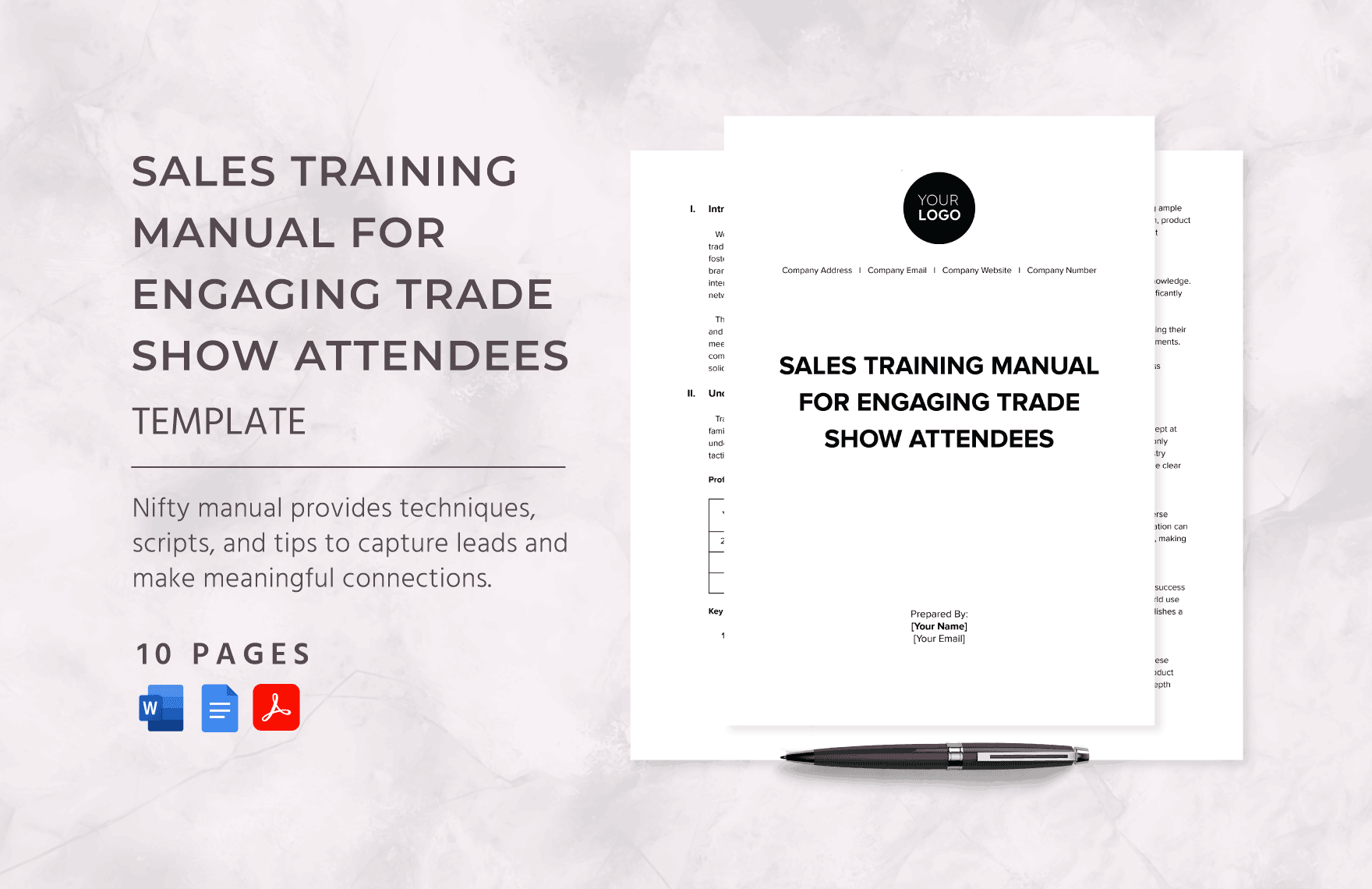 Sales Training Manual for Engaging Trade Show Attendees Template