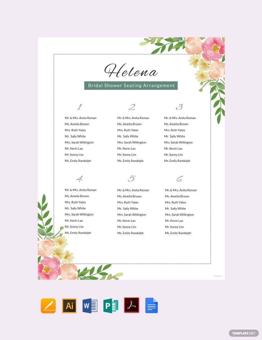 Bridal Shower Seating Chart Template