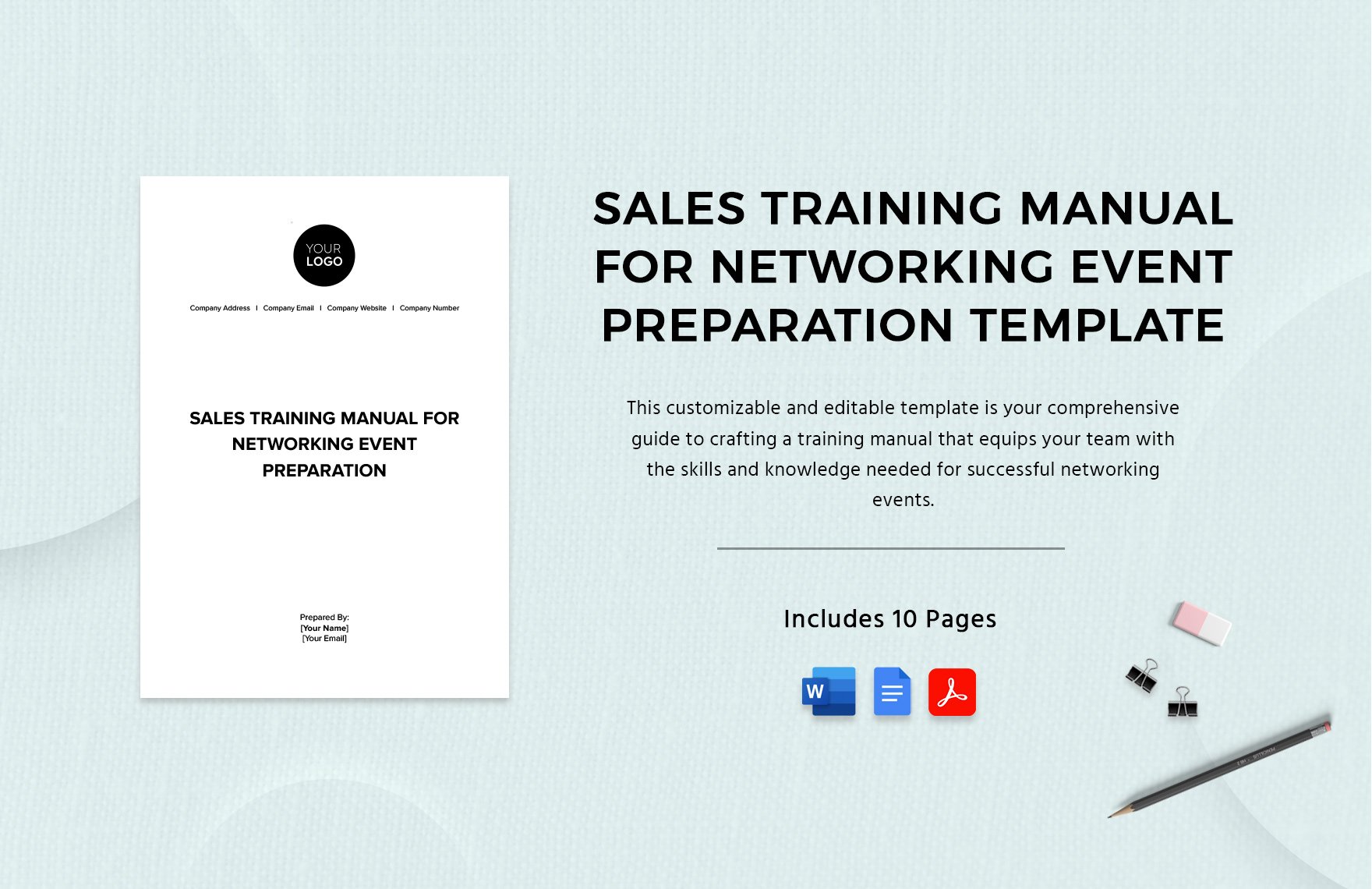 Sales Training Manual for Networking Event Preparation Template