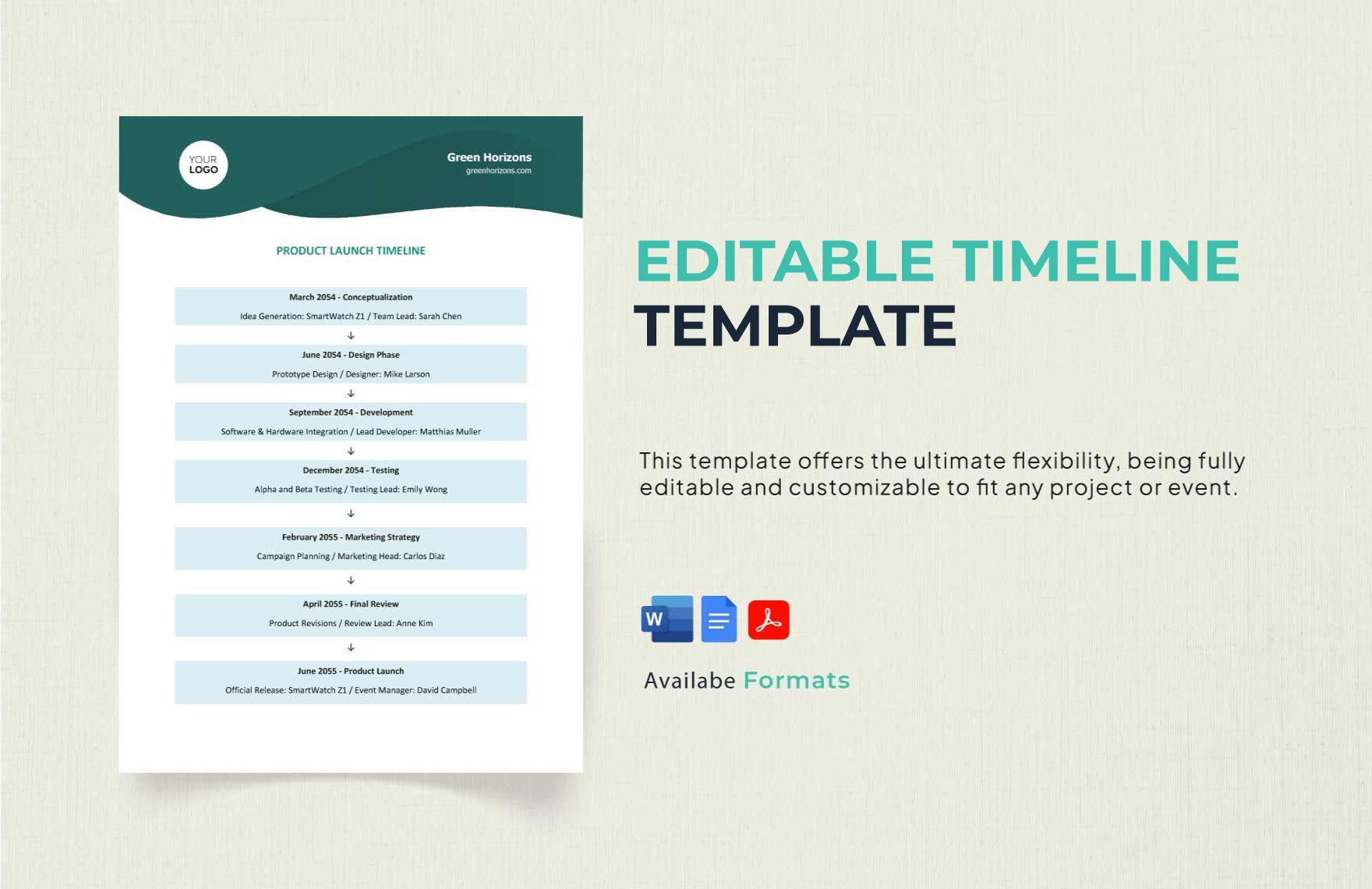 Free Editable Timeline Template in Word, Google Docs, PDF