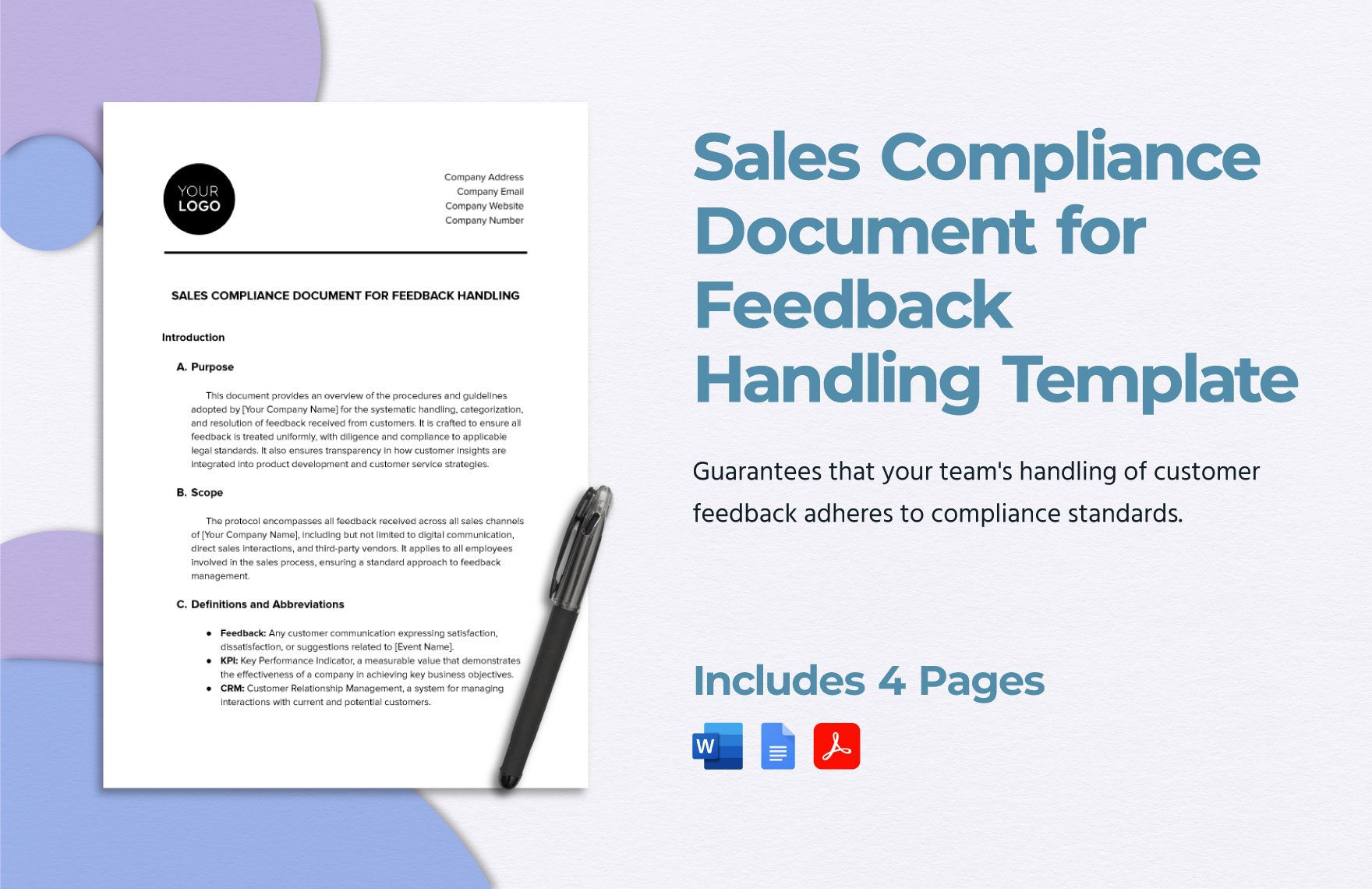 Sales Compliance Document for Feedback Handling Template