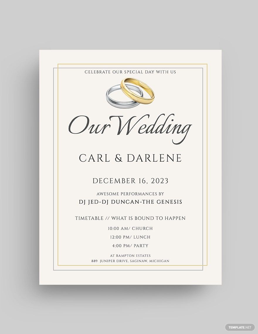 Wedding Gold and Silver Flyer Template