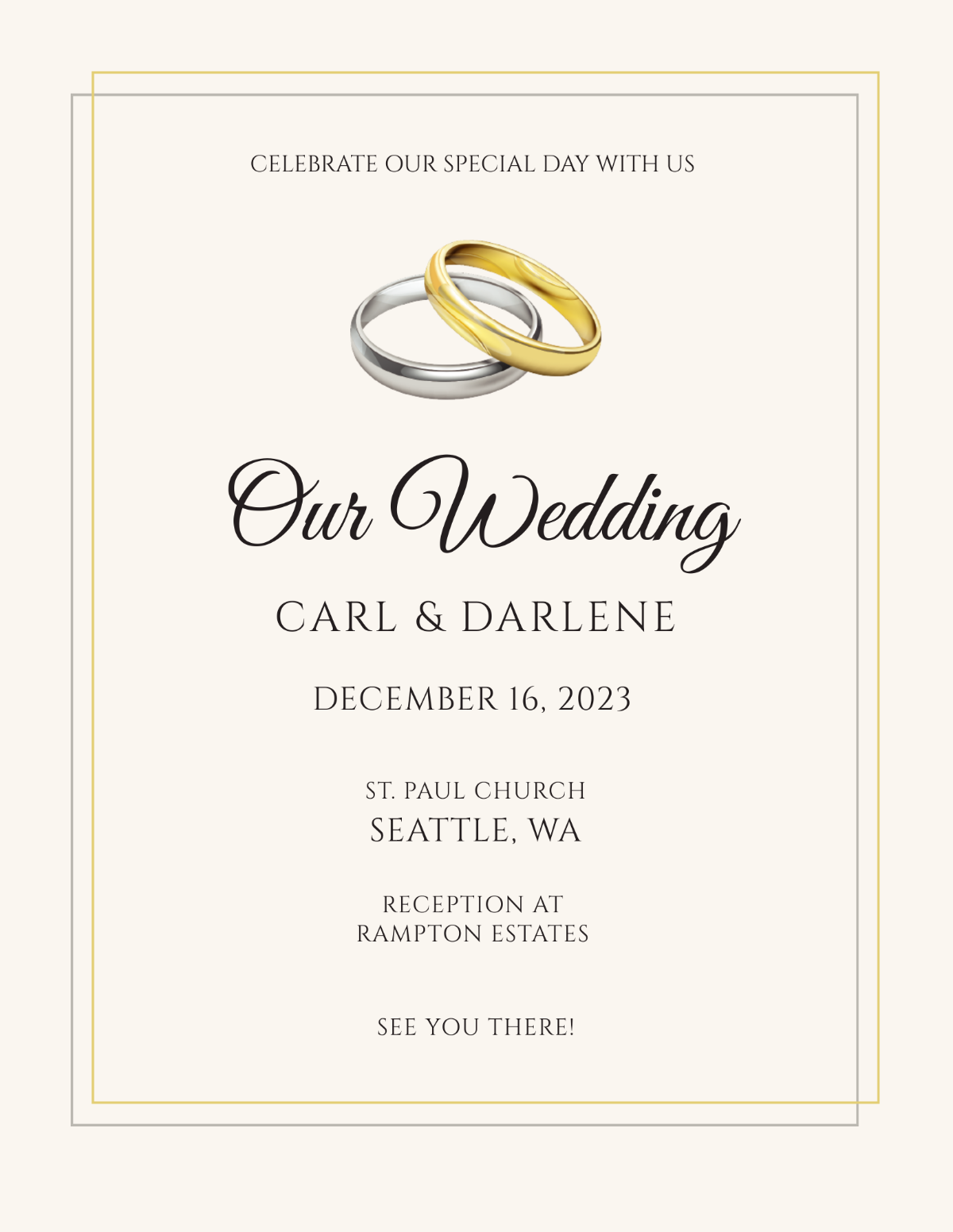 Wedding Gold and Silver Flyer Template