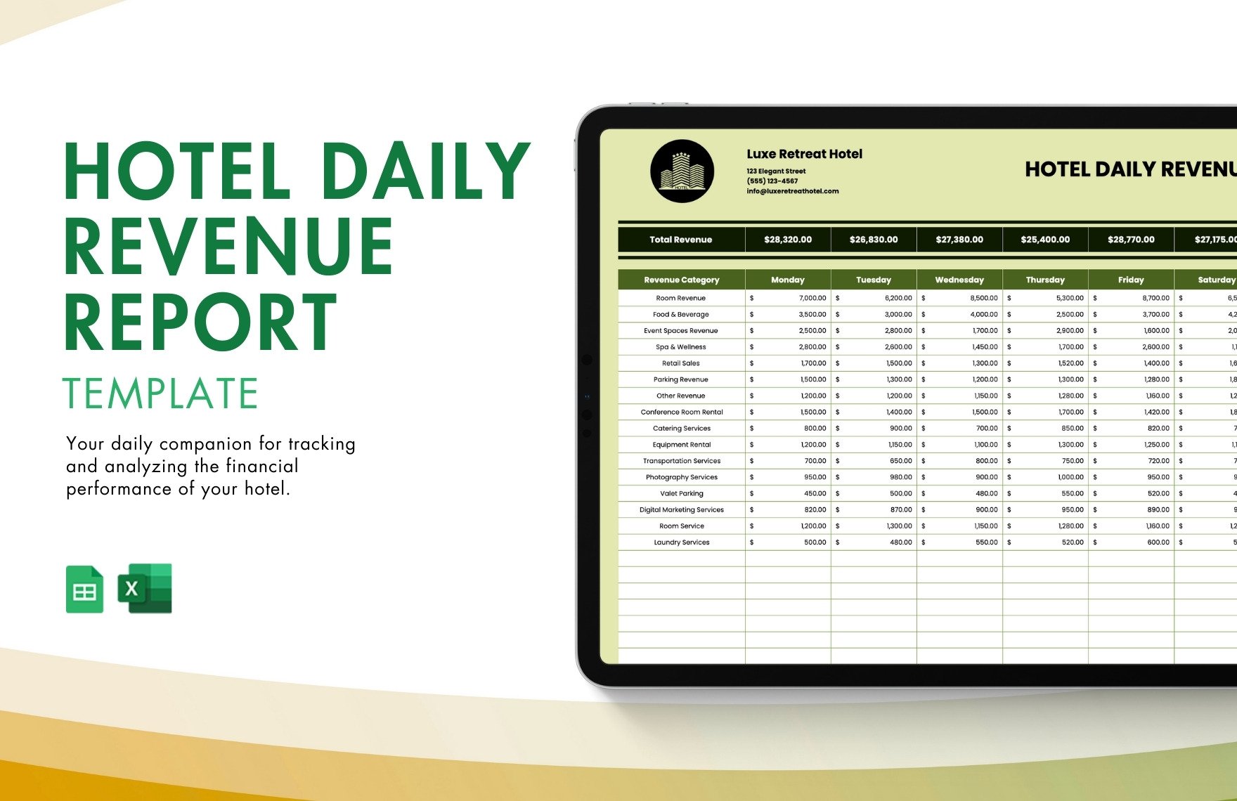 Hotel Daily Revenue Report Template