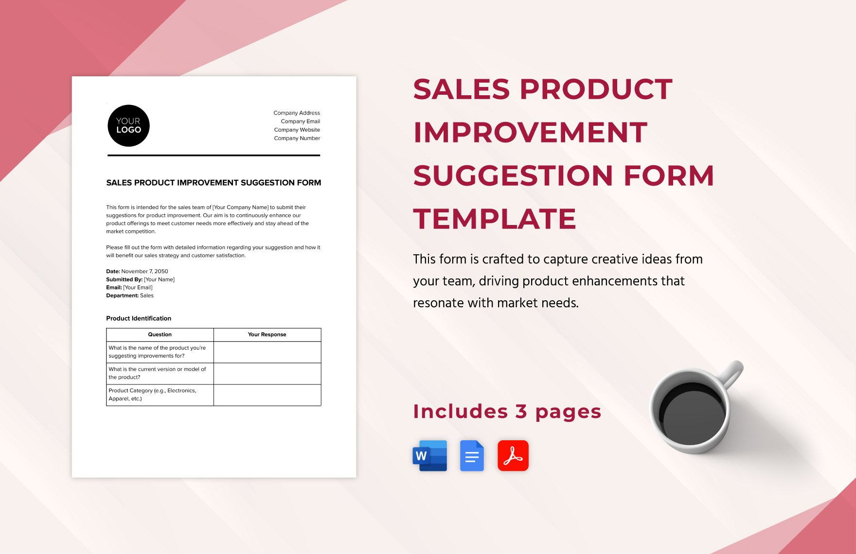 Sales Product Improvement Suggestion Form Template in Word, Google Docs, PDF
