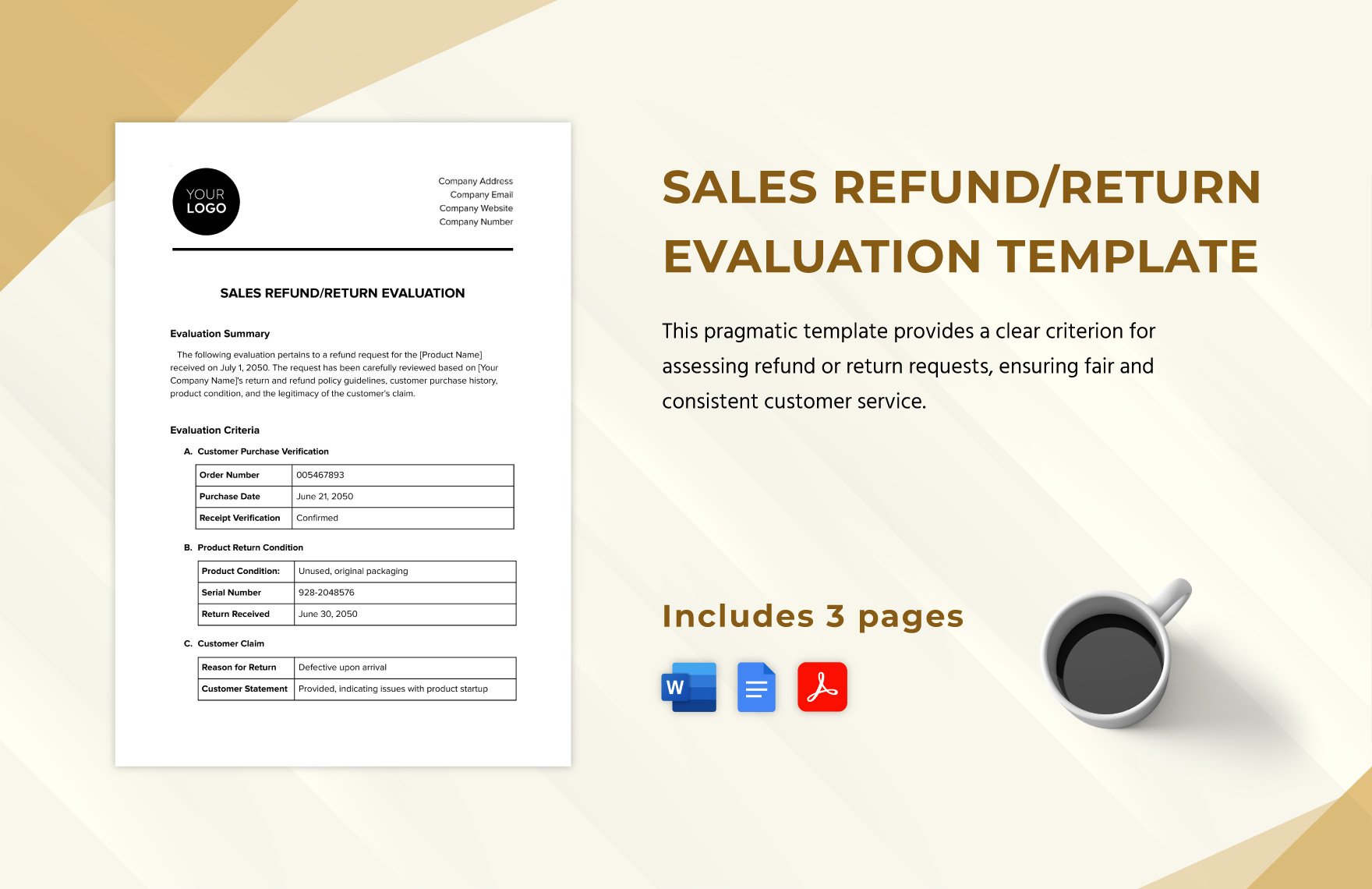 Sales Refund/Return Evaluation Template in Word, Google Docs, PDF