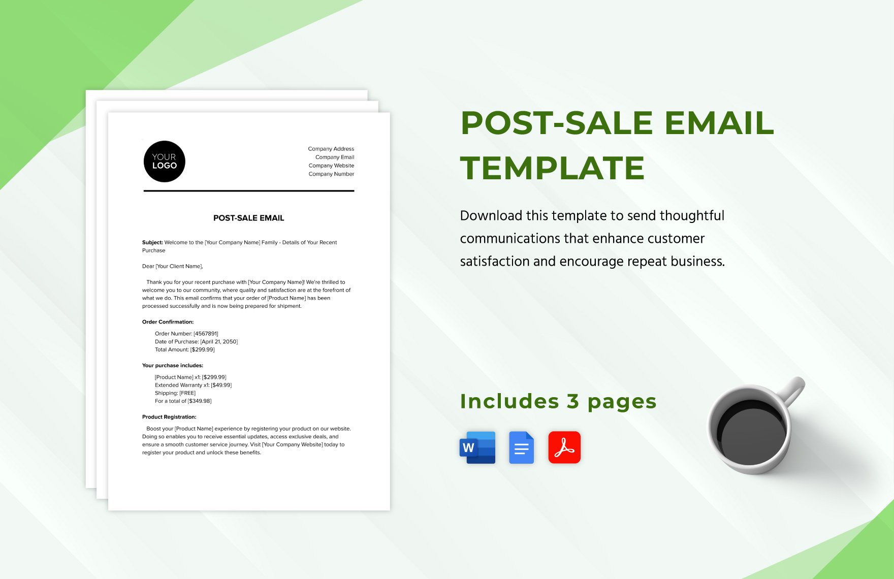Post-Sale Email Template in Word, Google Docs, PDF