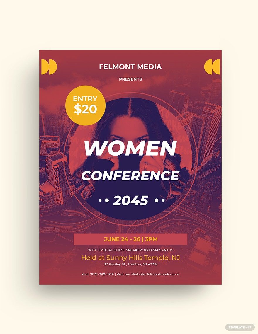 Women's Conference Program Flyer Template in Word, Google Docs, Illustrator, PSD, Apple Pages, Publisher, InDesign