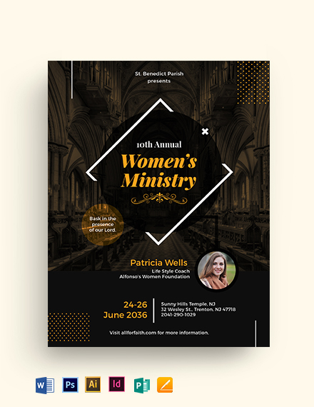 Women's Conference Program Flyer Template - Word (DOC) | PSD | InDesign