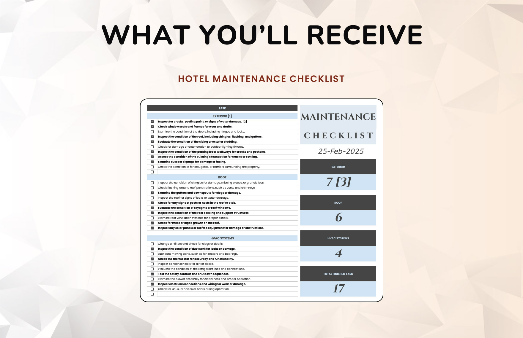 Hotel Maintenance Checklist Template