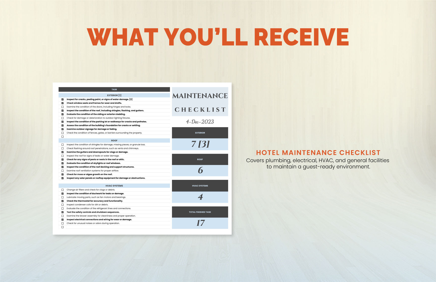 Hotel Maintenance Checklist Template