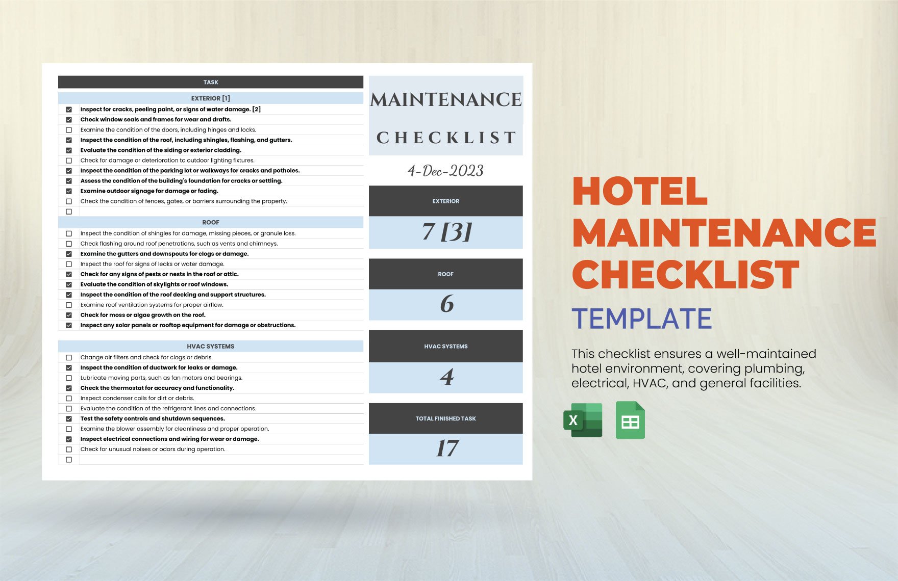 Hotel Maintenance Checklist Template