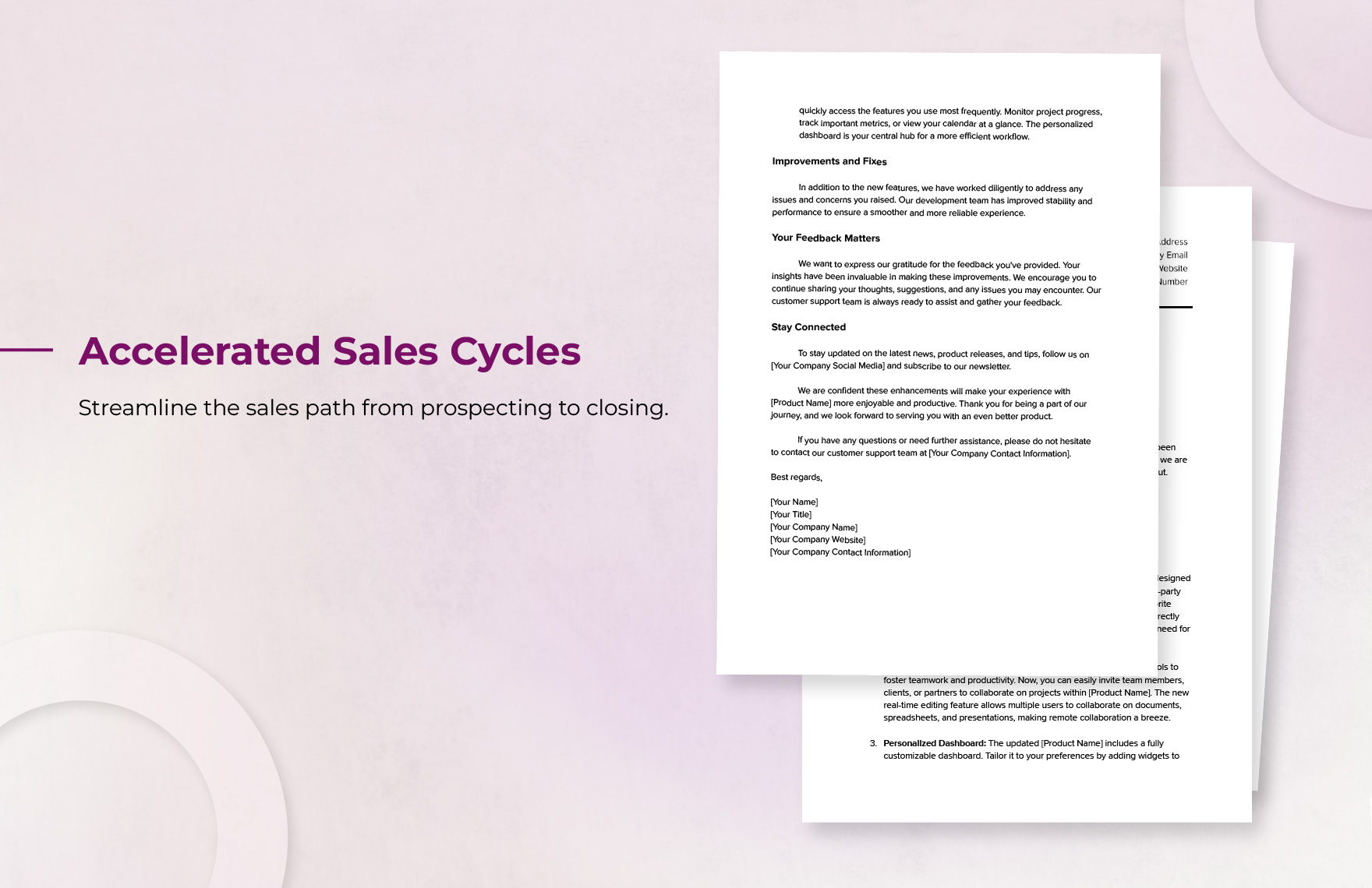 Sales Product Update Announcement Based on Feedback Template