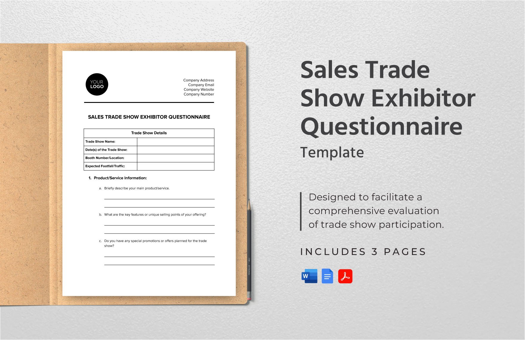 Sales Trade Show Exhibitor Questionnaire Template in Word, Google Docs, PDF