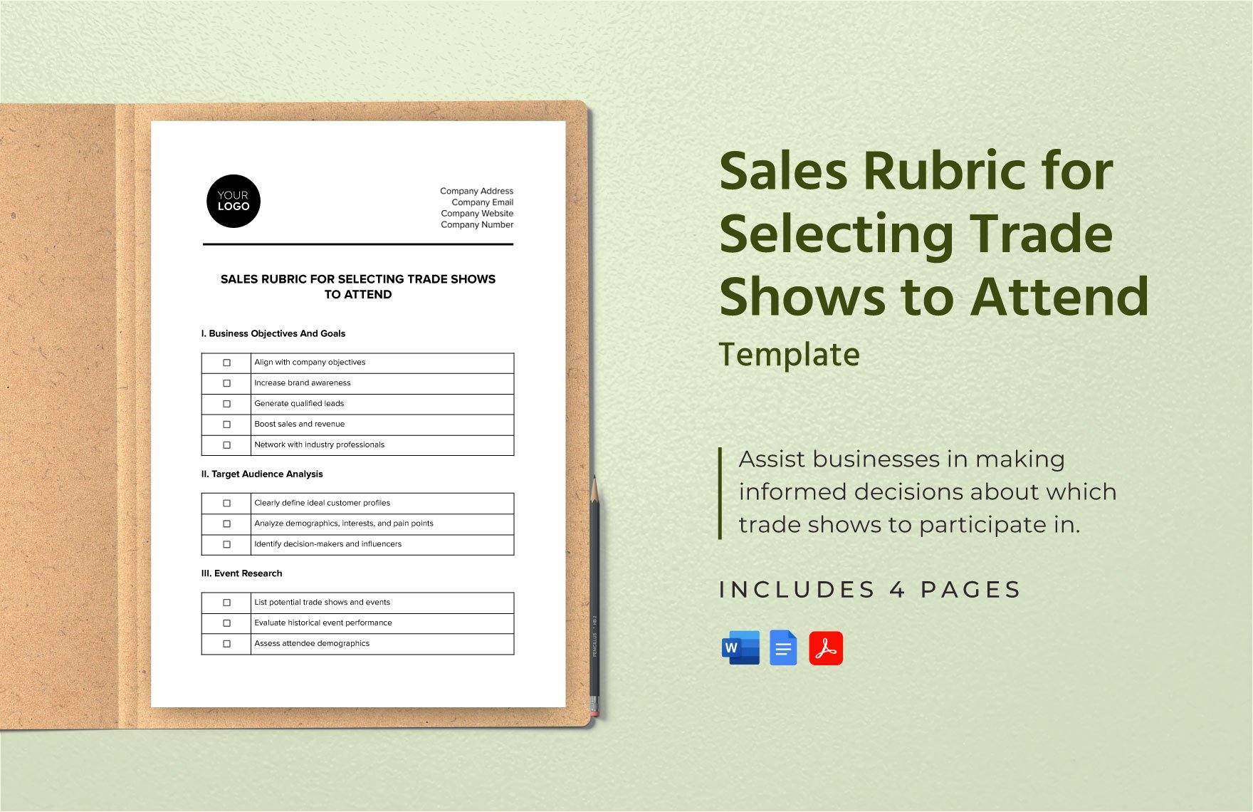 Sales Rubric for Selecting Trade Shows to Attend Template in Word, Google Docs, PDF