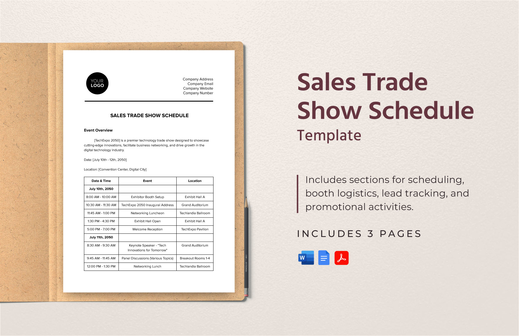 Sales Trade Show Schedule Template
