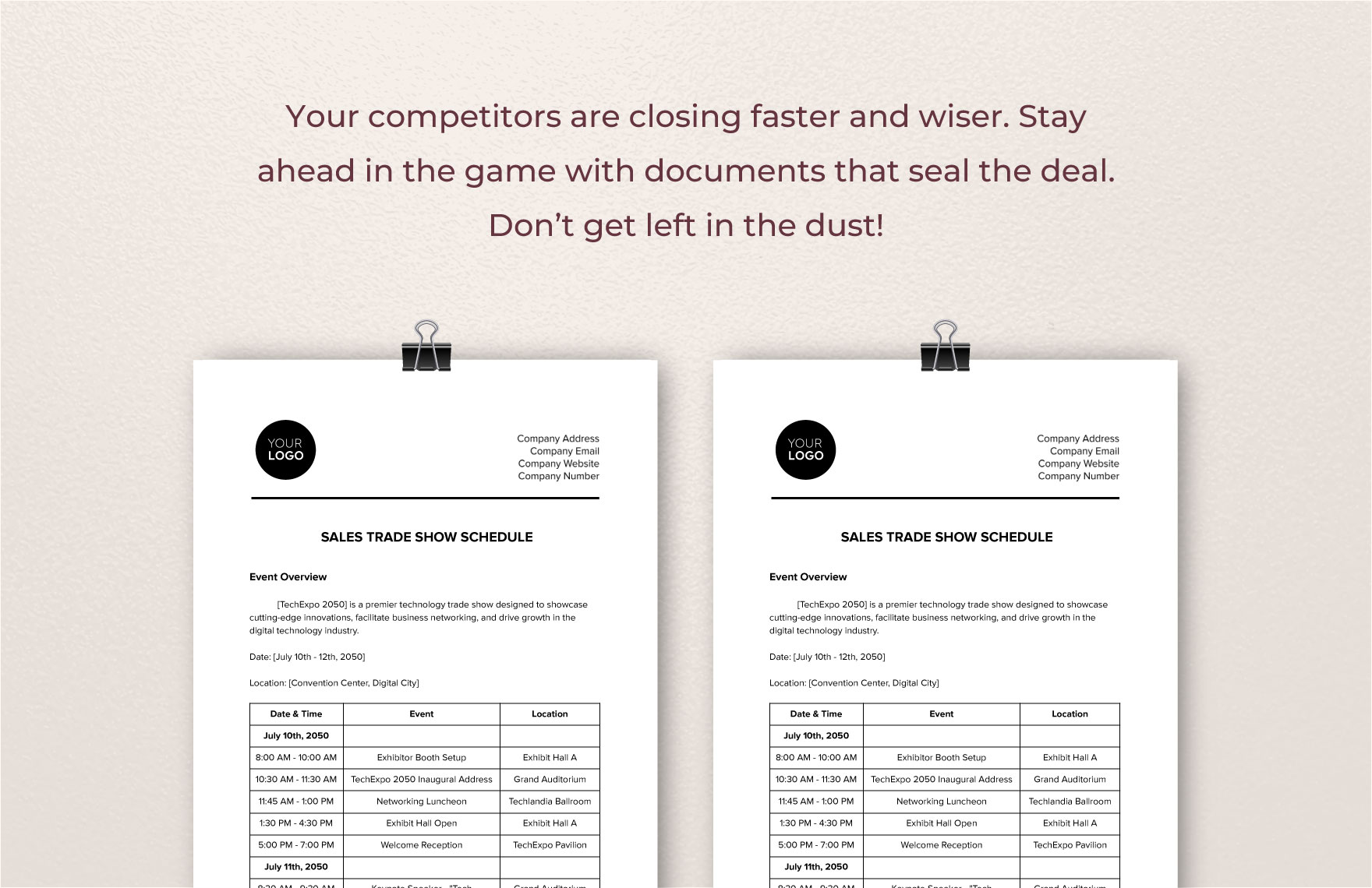 Sales Trade Show Schedule Template