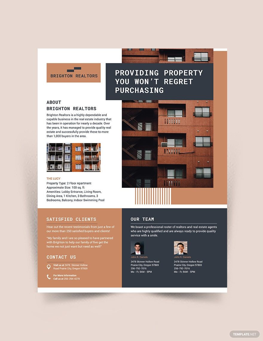 Apartment/Condo Flyer Template in Word, Google Docs, Illustrator, PSD, Apple Pages, Publisher, InDesign