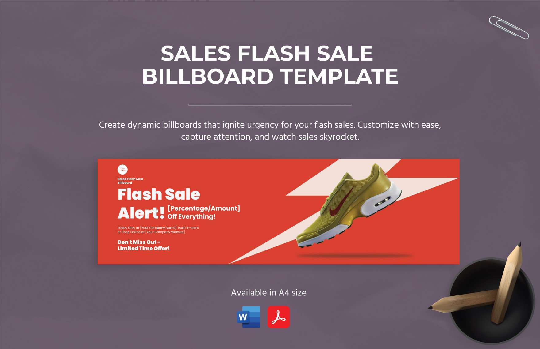 Sales Flash Sale Billboard Template in Word, PDF