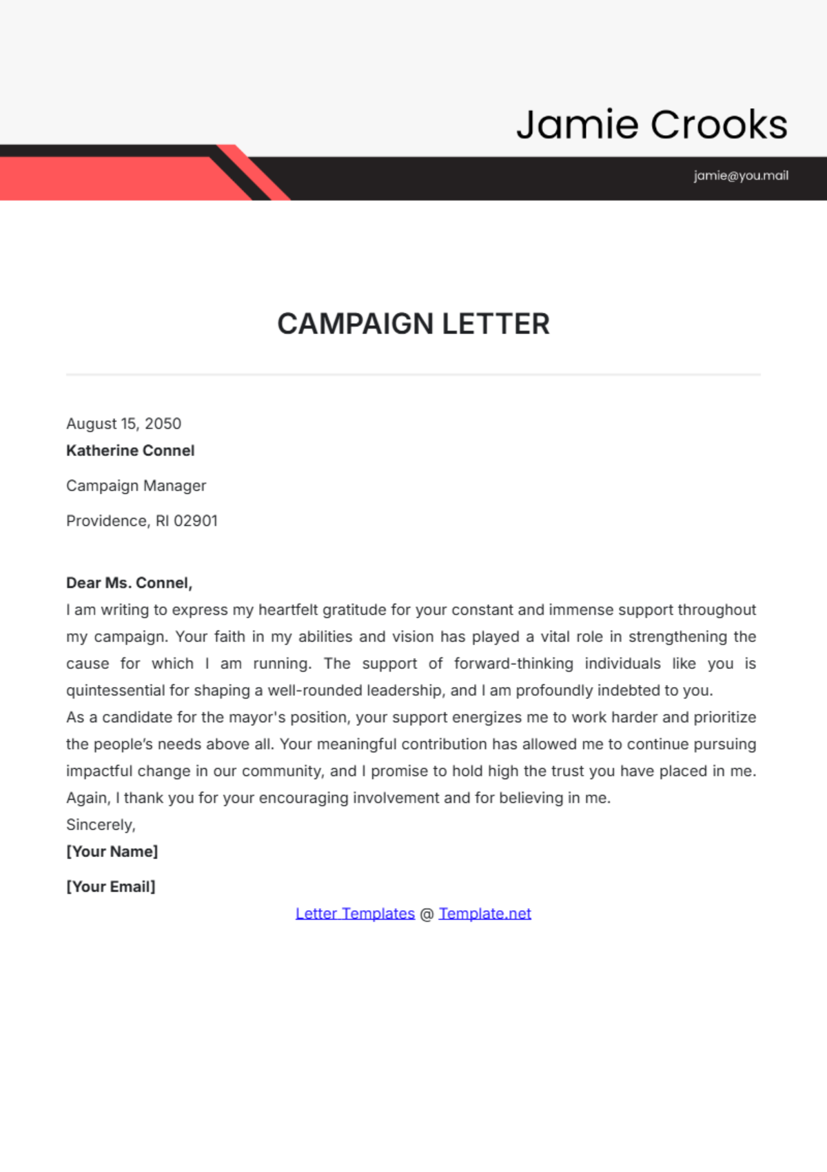 Campaign Letter Template - Edit Online & Download