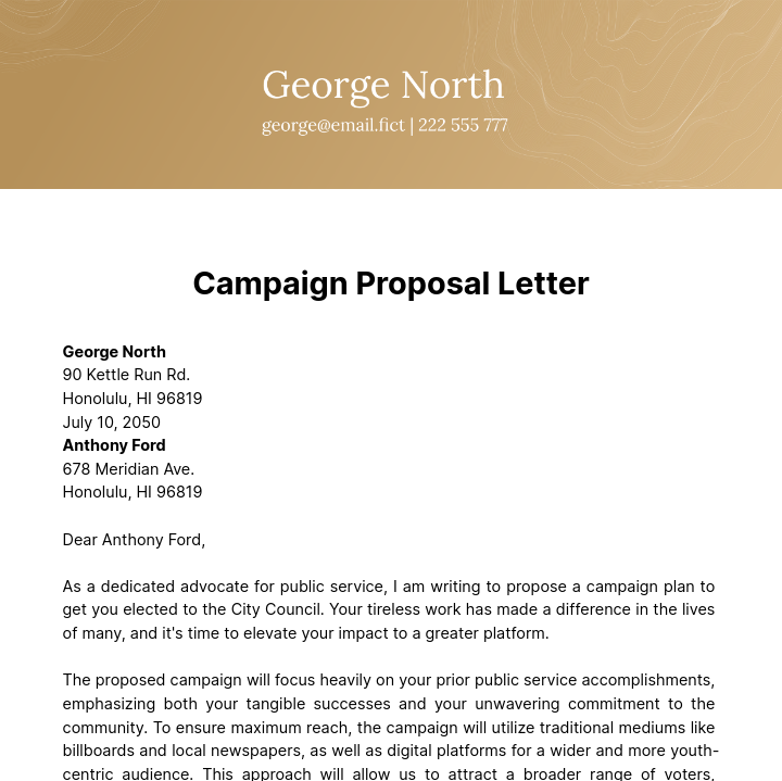 Free Campaign Proposal Letter Template