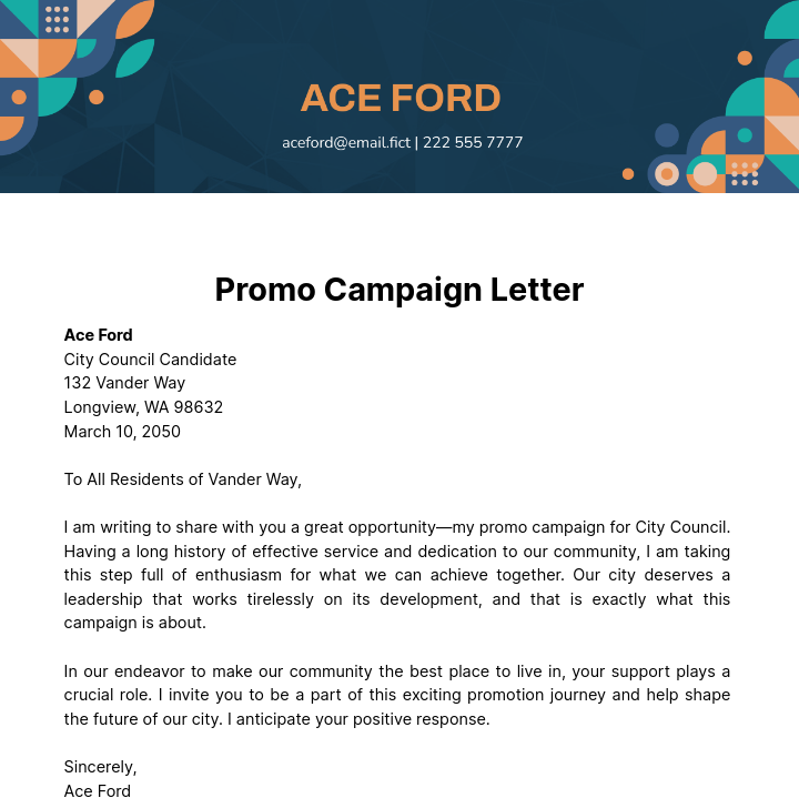 Promo Campaign Letter Template