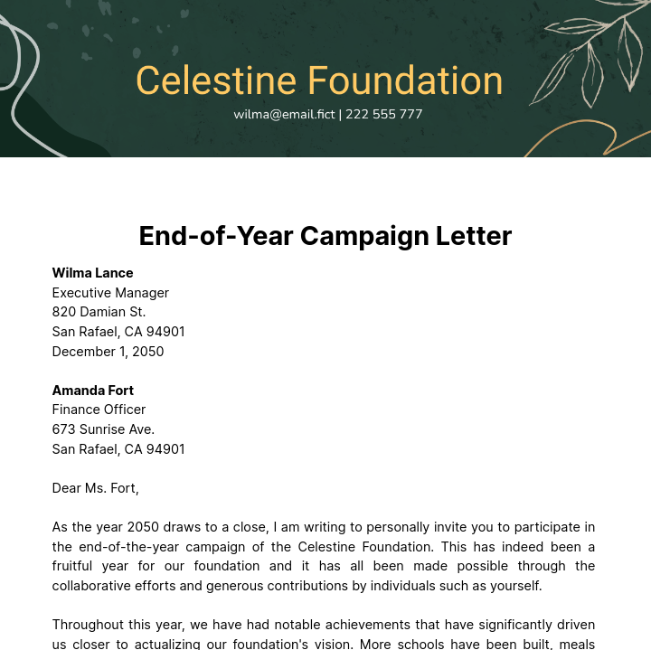 Free End of Year Campaign Letter Template