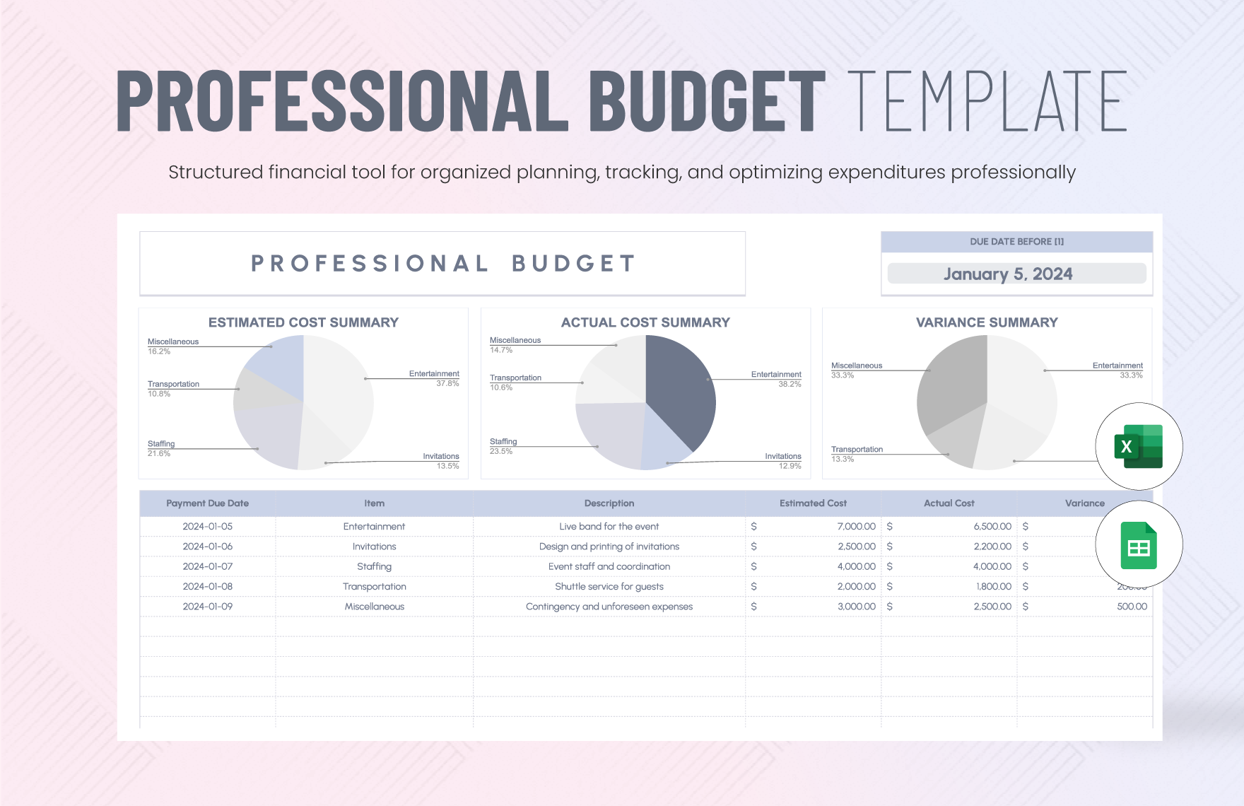 Budget in Excel FREE Template Download