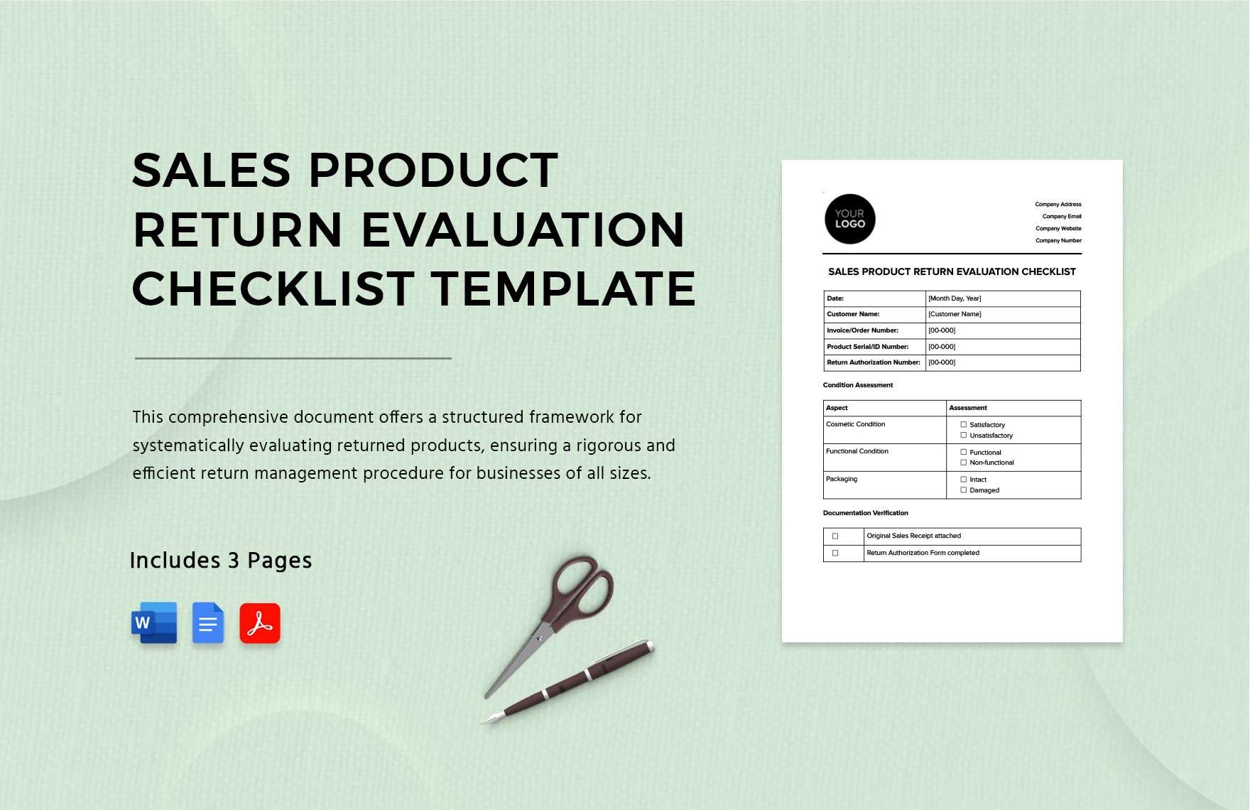 Sales Product Return Evaluation Checklist Template in Word, Google Docs, PDF
