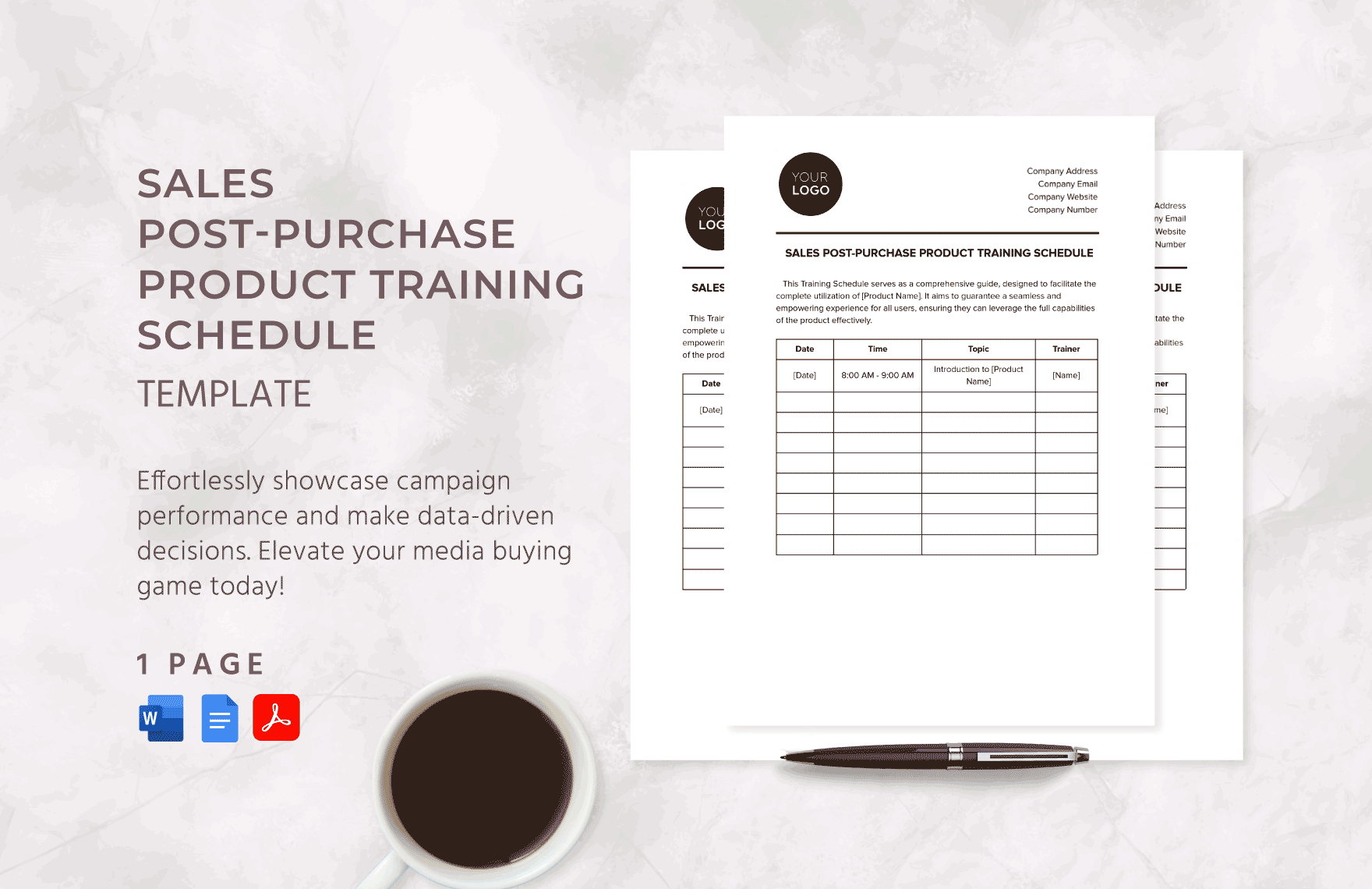 Sales Post-Purchase Product Training Schedule Template in Word, Google Docs, PDF