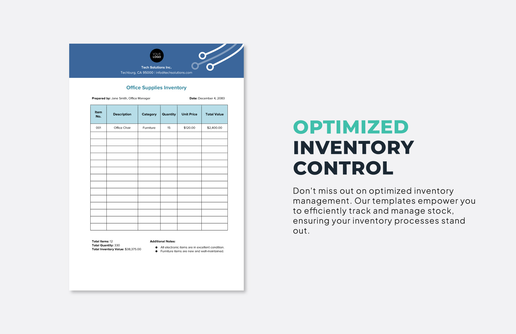 Office Supplies Inventory Template