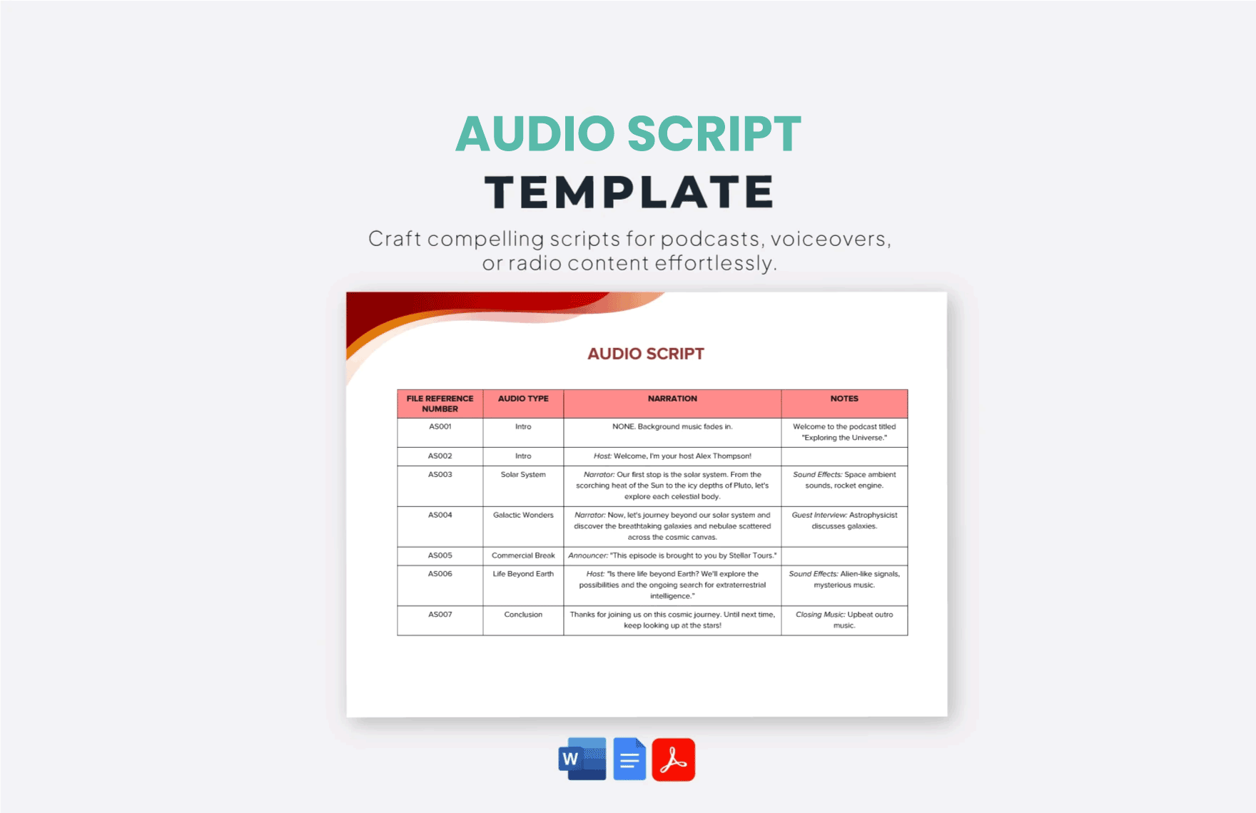 Free Audio Script Template in Word, Google Docs, PDF