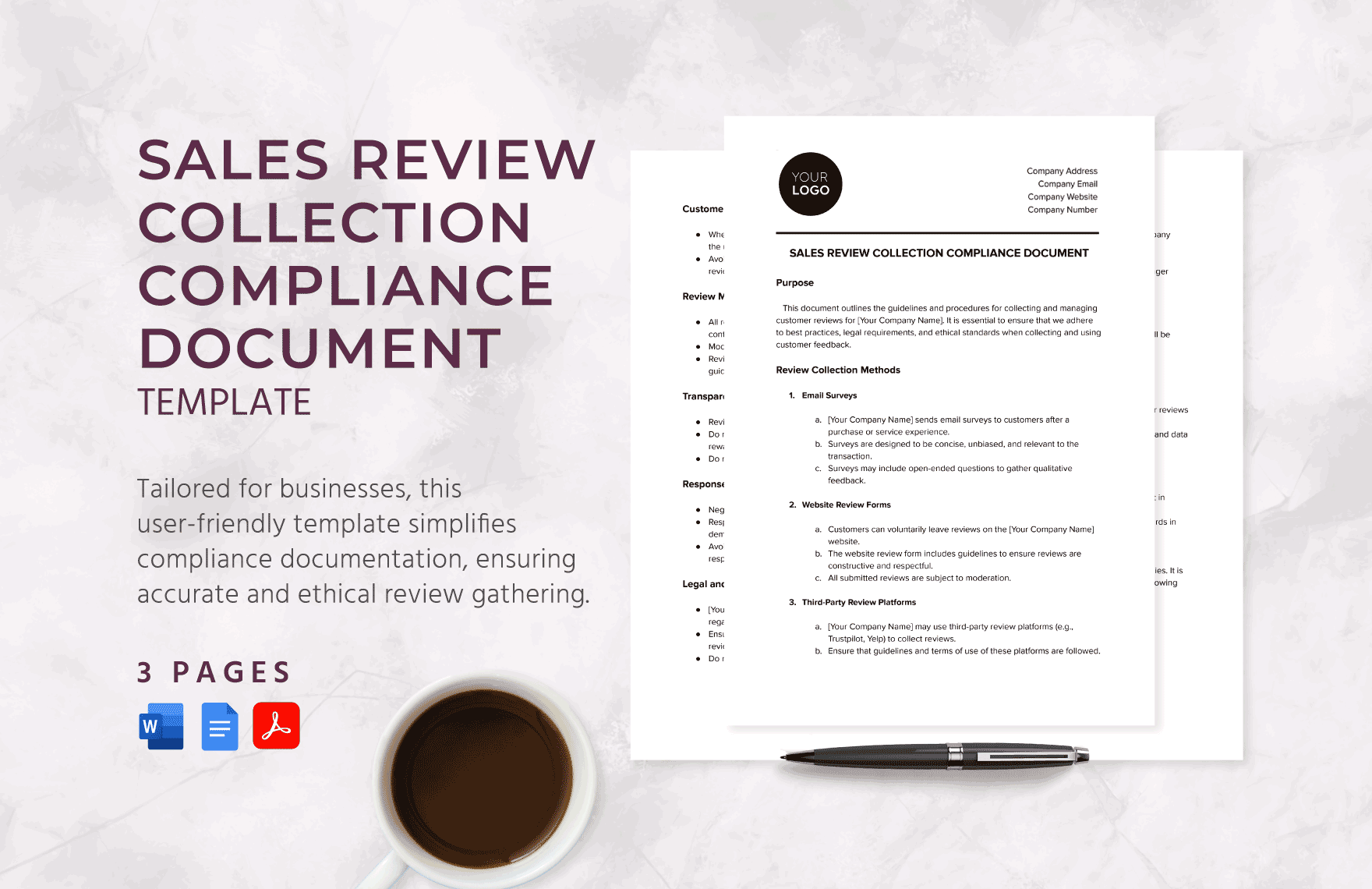 Sales Review Collection Compliance Document Template