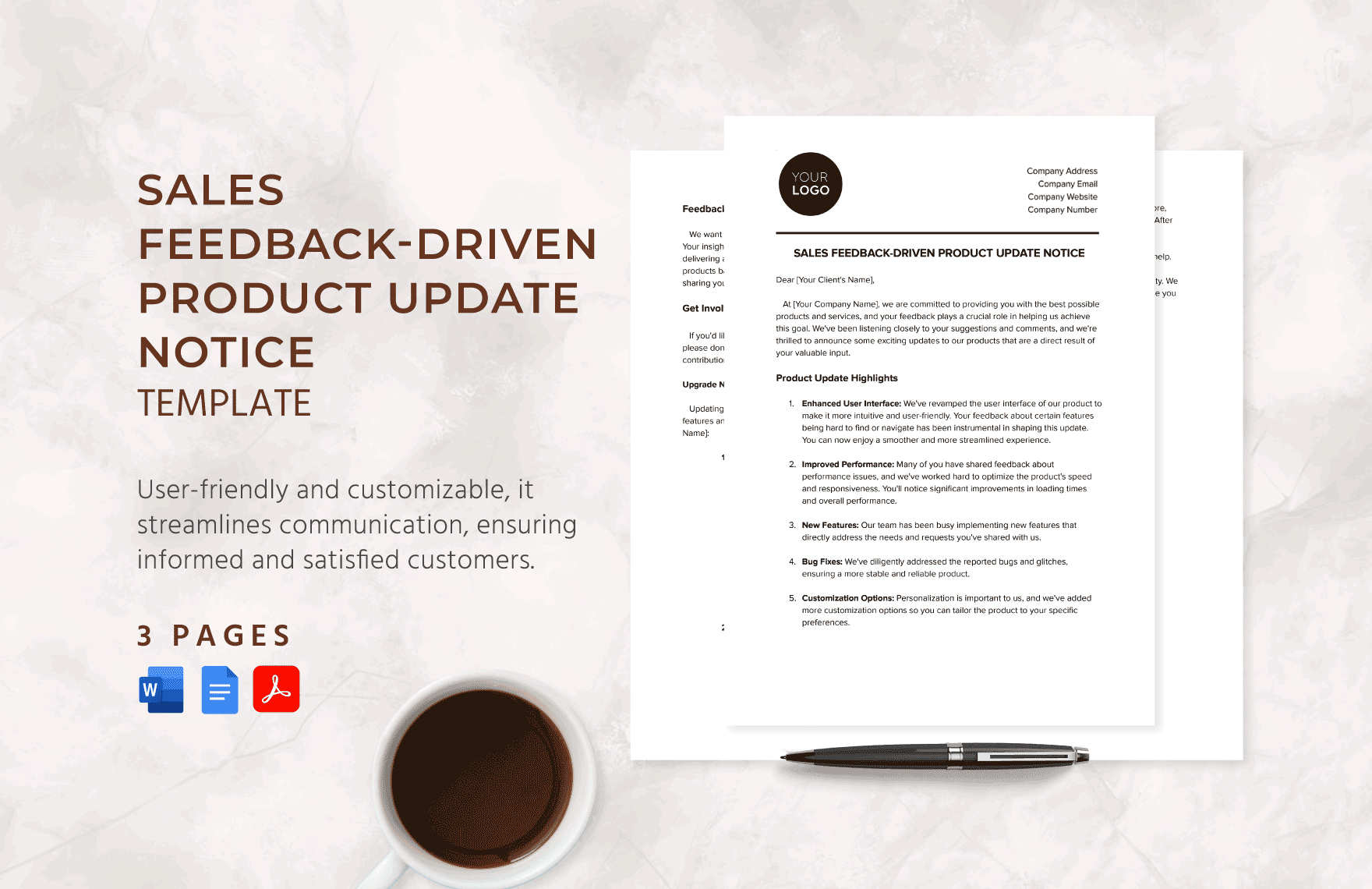 Sales Feedback-Driven Product Update Notice Template