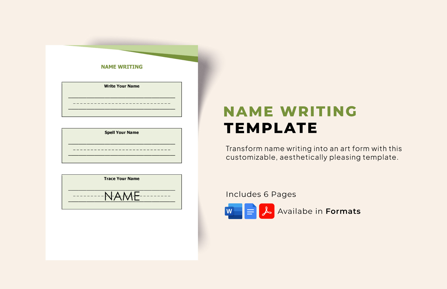 Free Name Writing Template