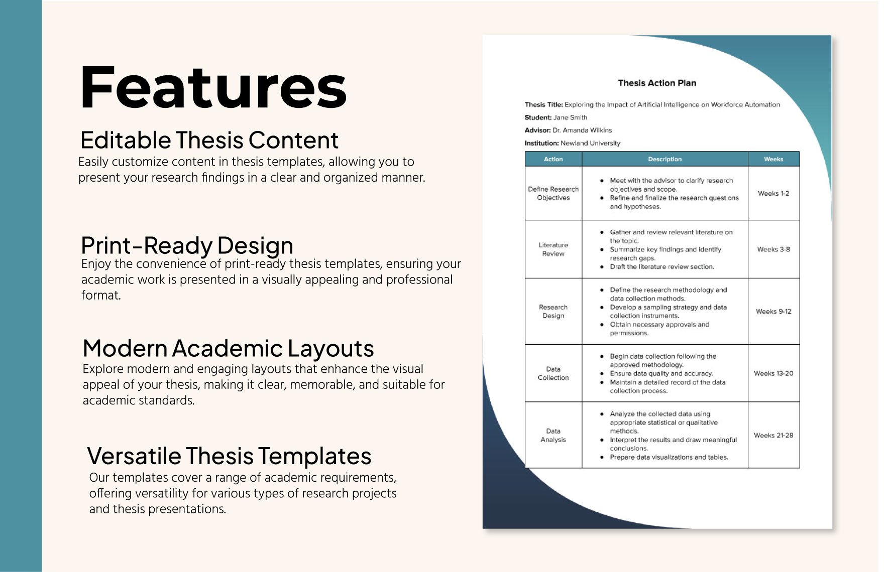 Thesis Action Plan Template