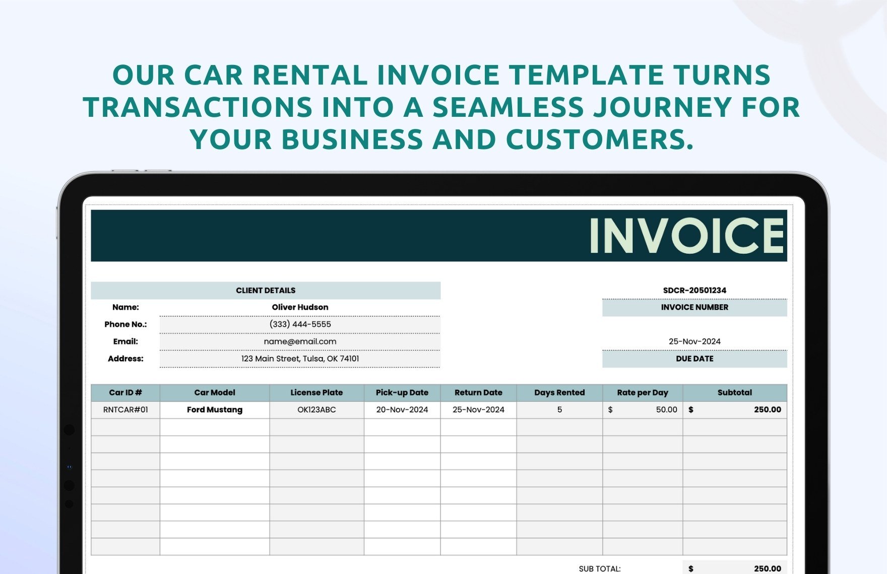 Car Rental Invoice Template