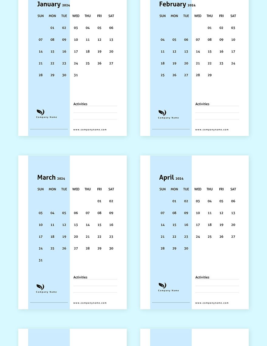 Business Activity Desk Calendar Template