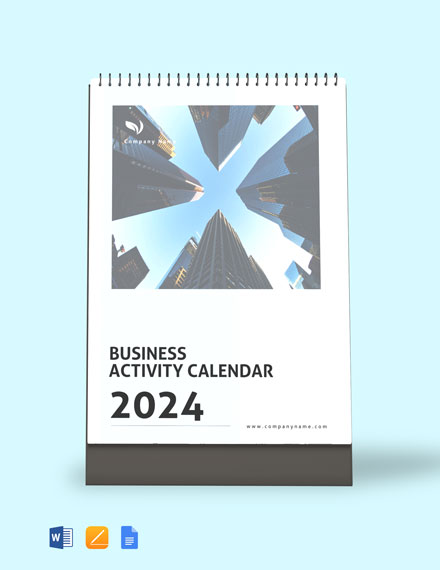 business activity calendar template
