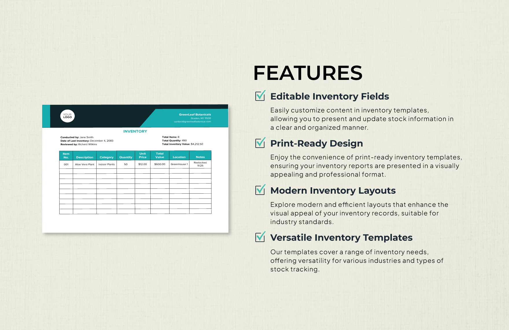 Inventory Word Template