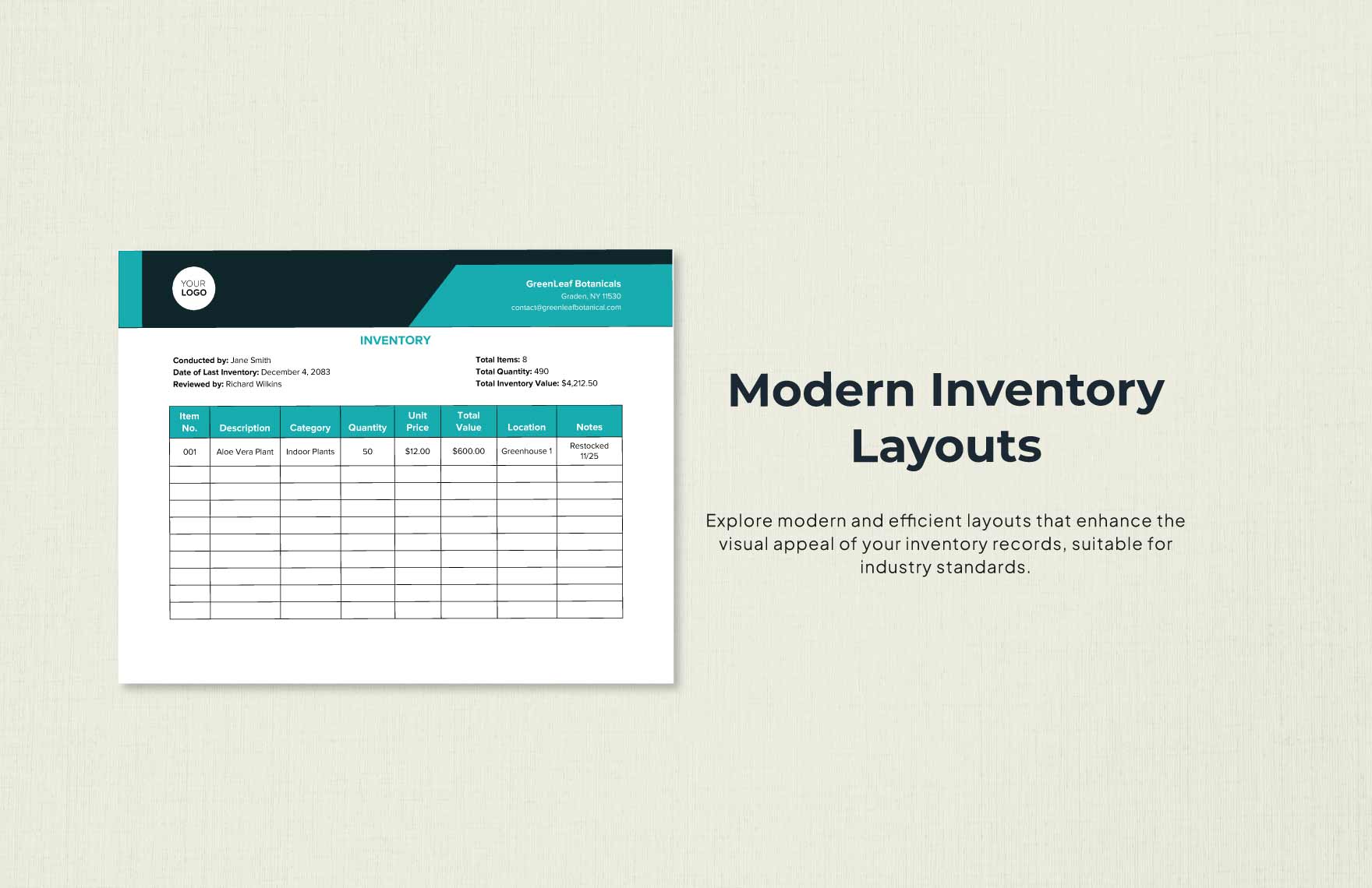 Inventory Word Template