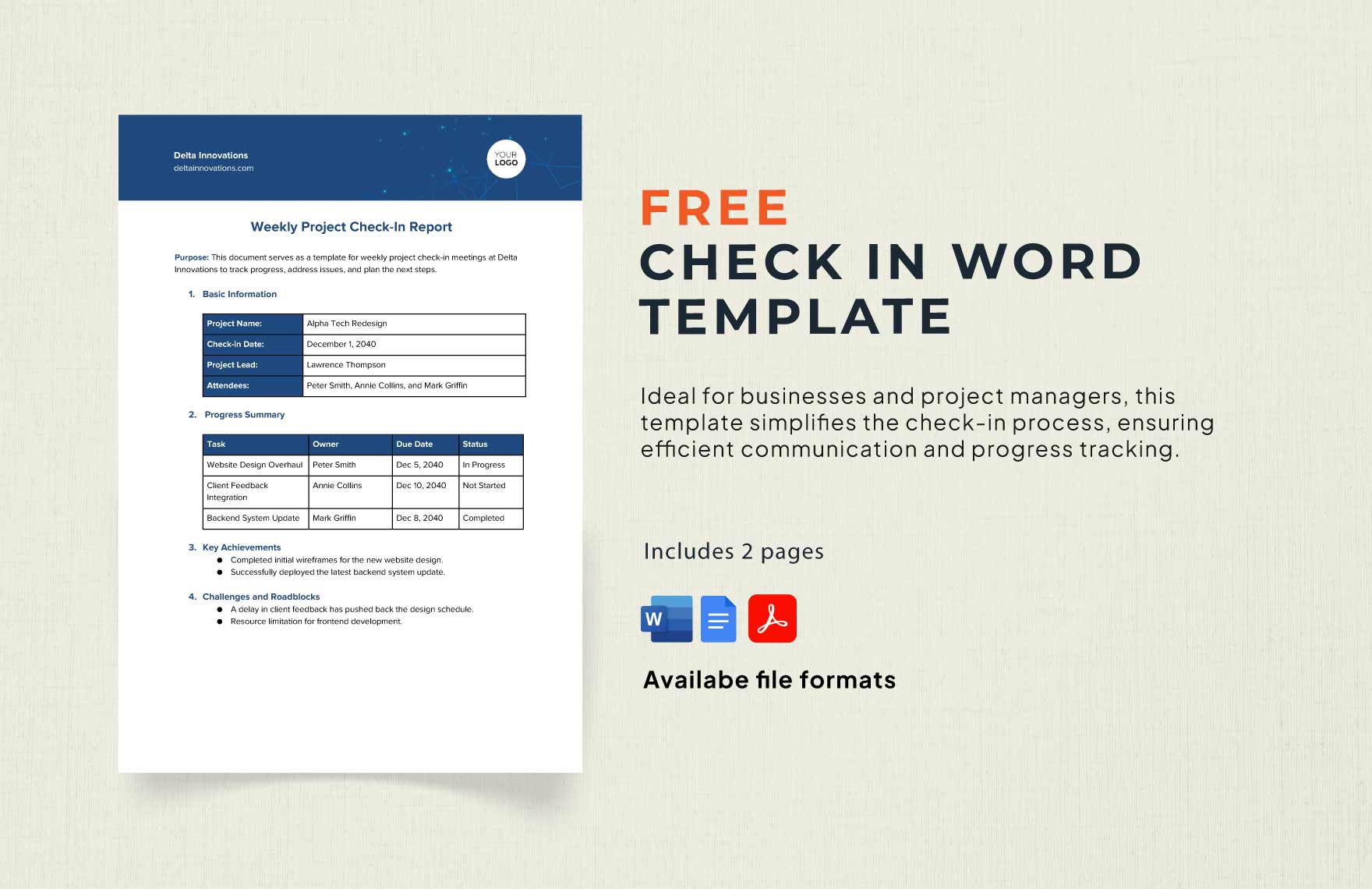 Check in Word Template
