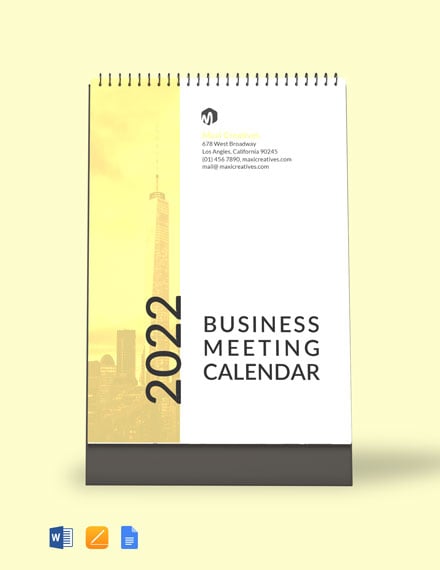 Business Meeting Desk Calendar Template
