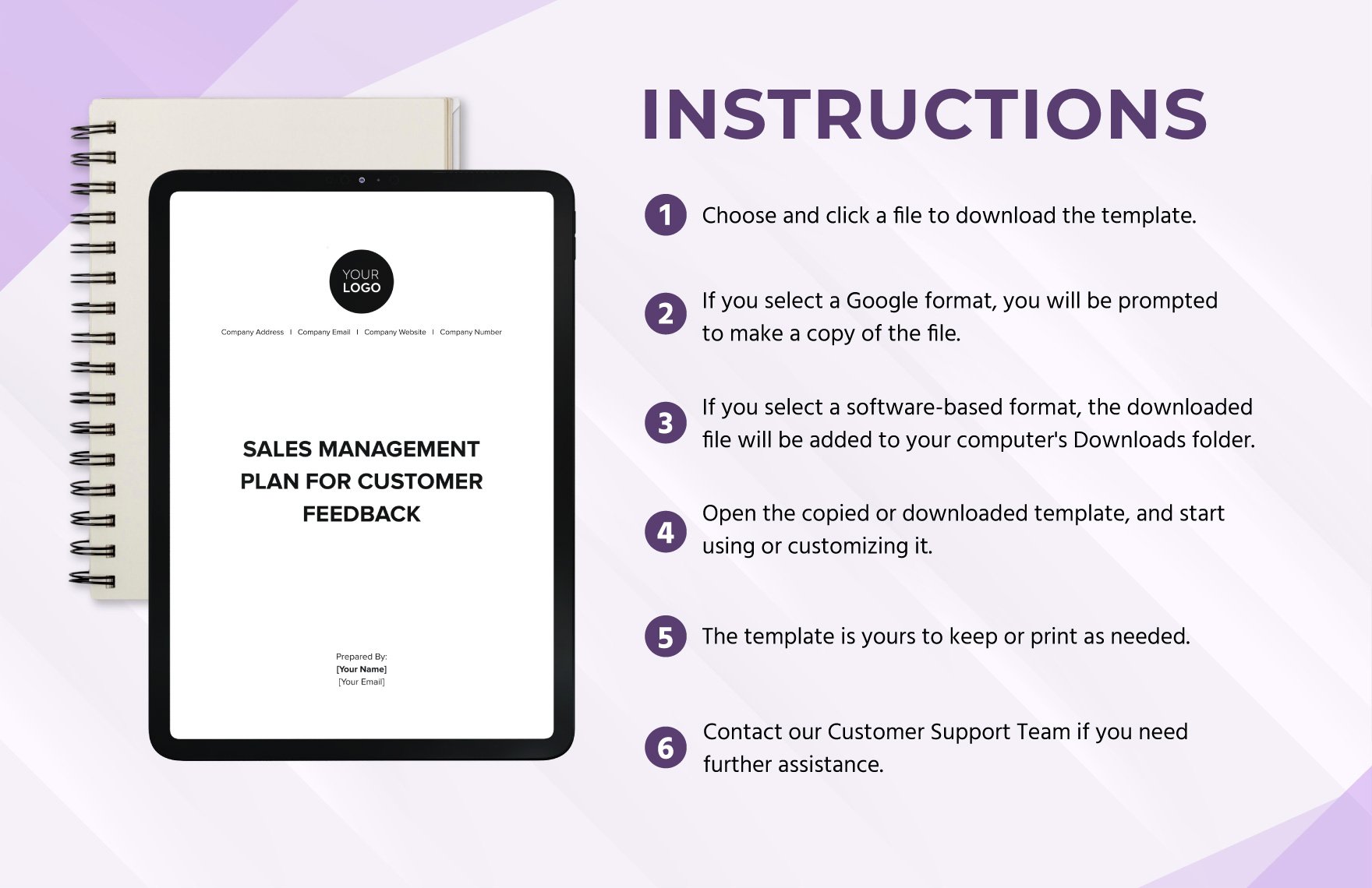 Sales Management Plan for Customer Feedback Template