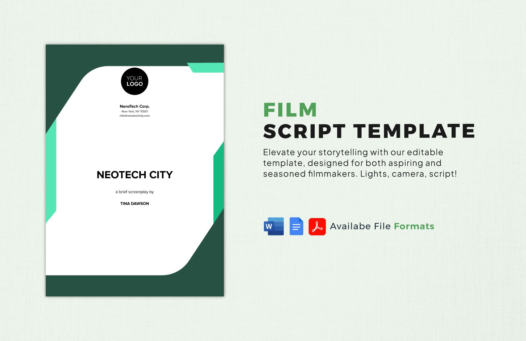 Film Script Template in Word, Google Docs, PDF