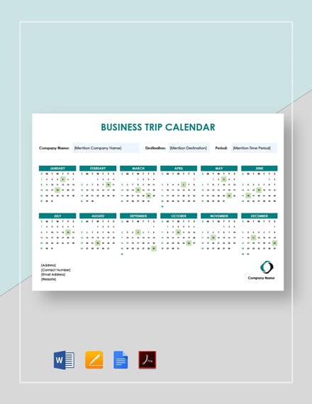 Business Trip Calendar