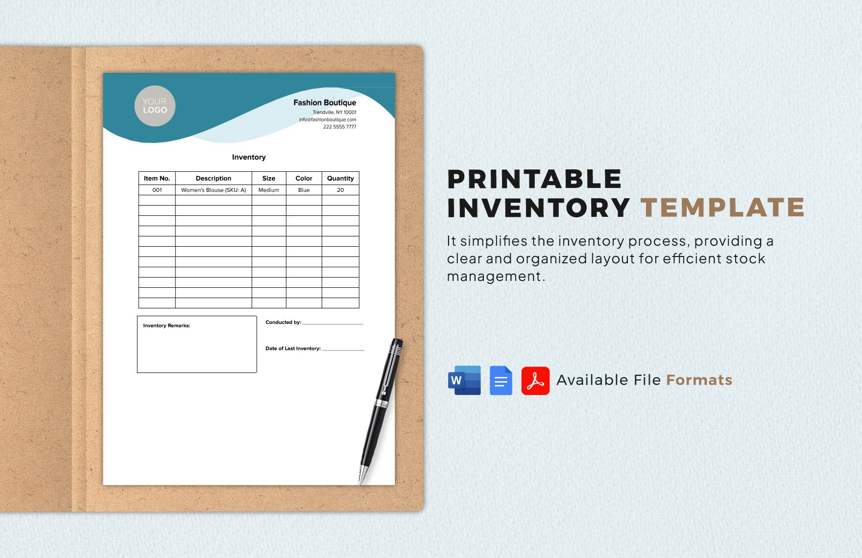 Printable Inventory Template