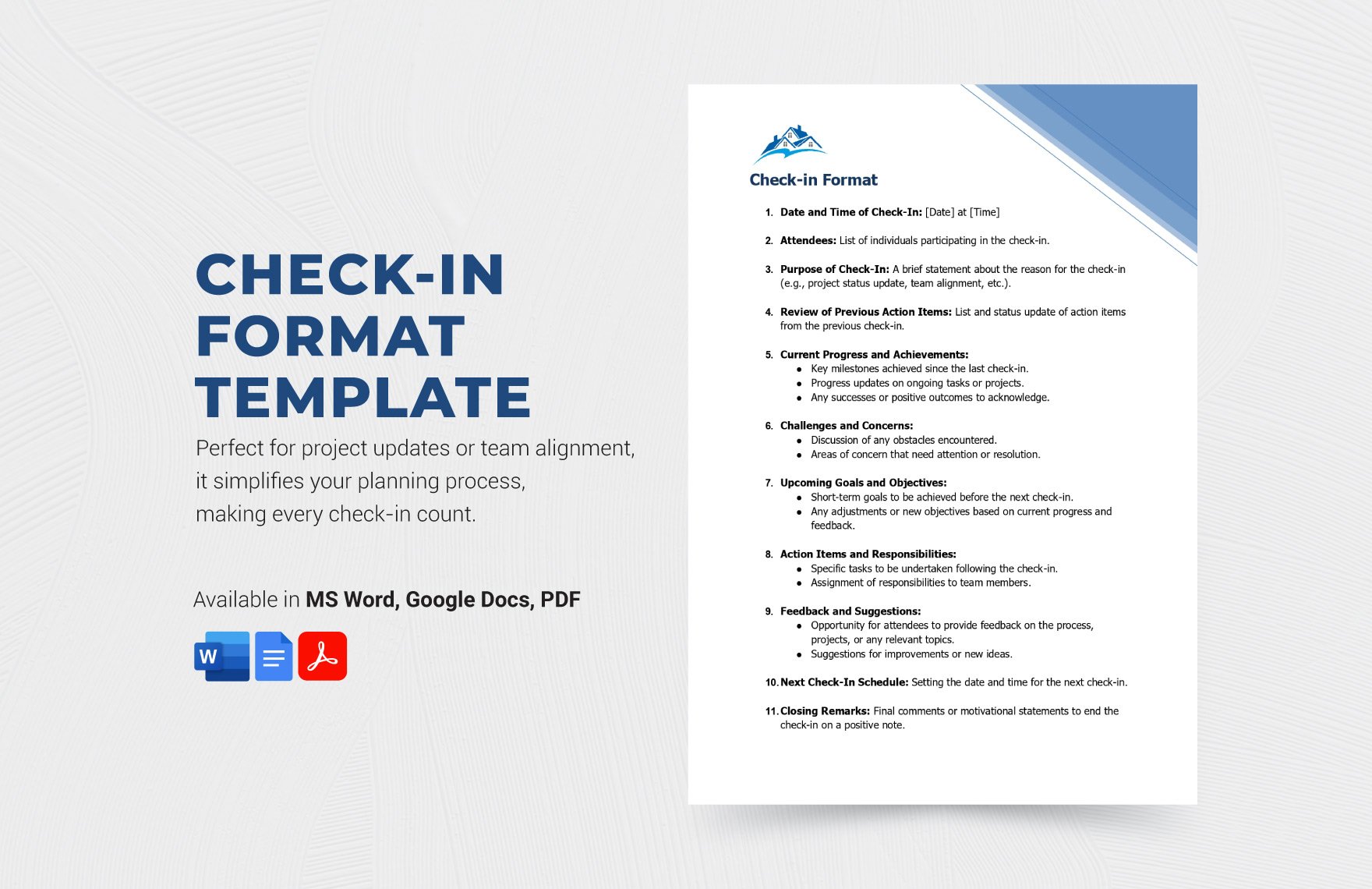 Free Check-in Format Template in Word, Google Docs, PDF