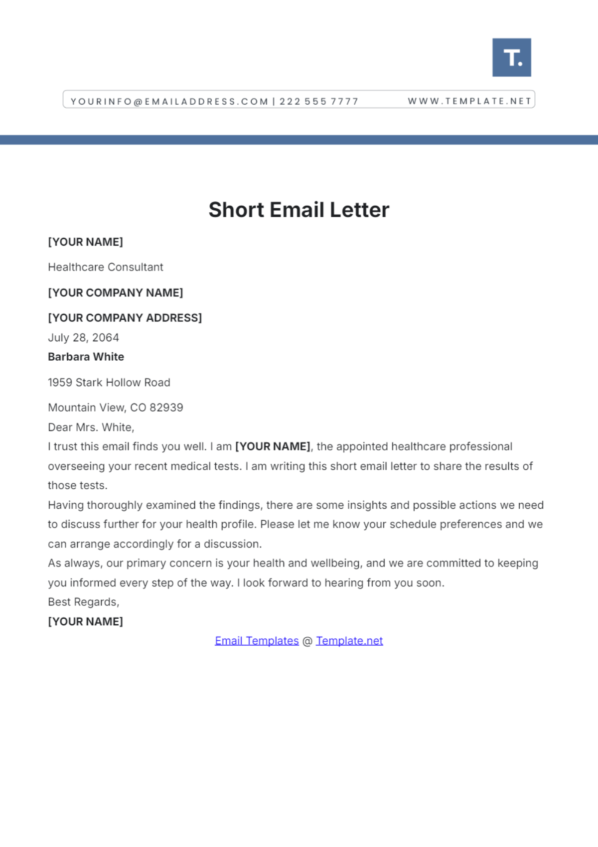 Short Email Letter Template - Edit Online & Download